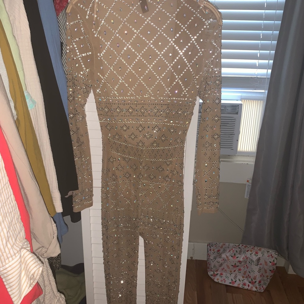 Rhinestone jumpsuit and bra if you want it